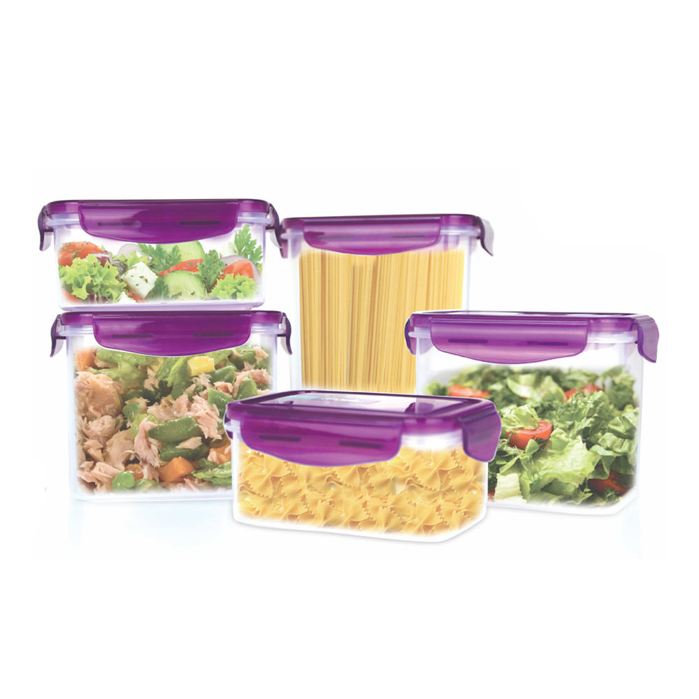 Sitbo Medium Rectangular Airtight Crisper Food Storage Container with Locking Clips