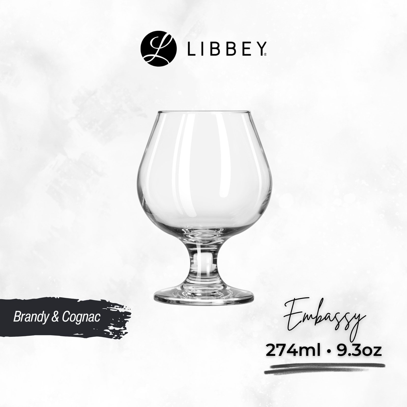 Libbey Embassy 3704 Brandy Snifter Glass 274ml/9.3oz - For Brandy, Bourbon & Whisky - 2-pc Set