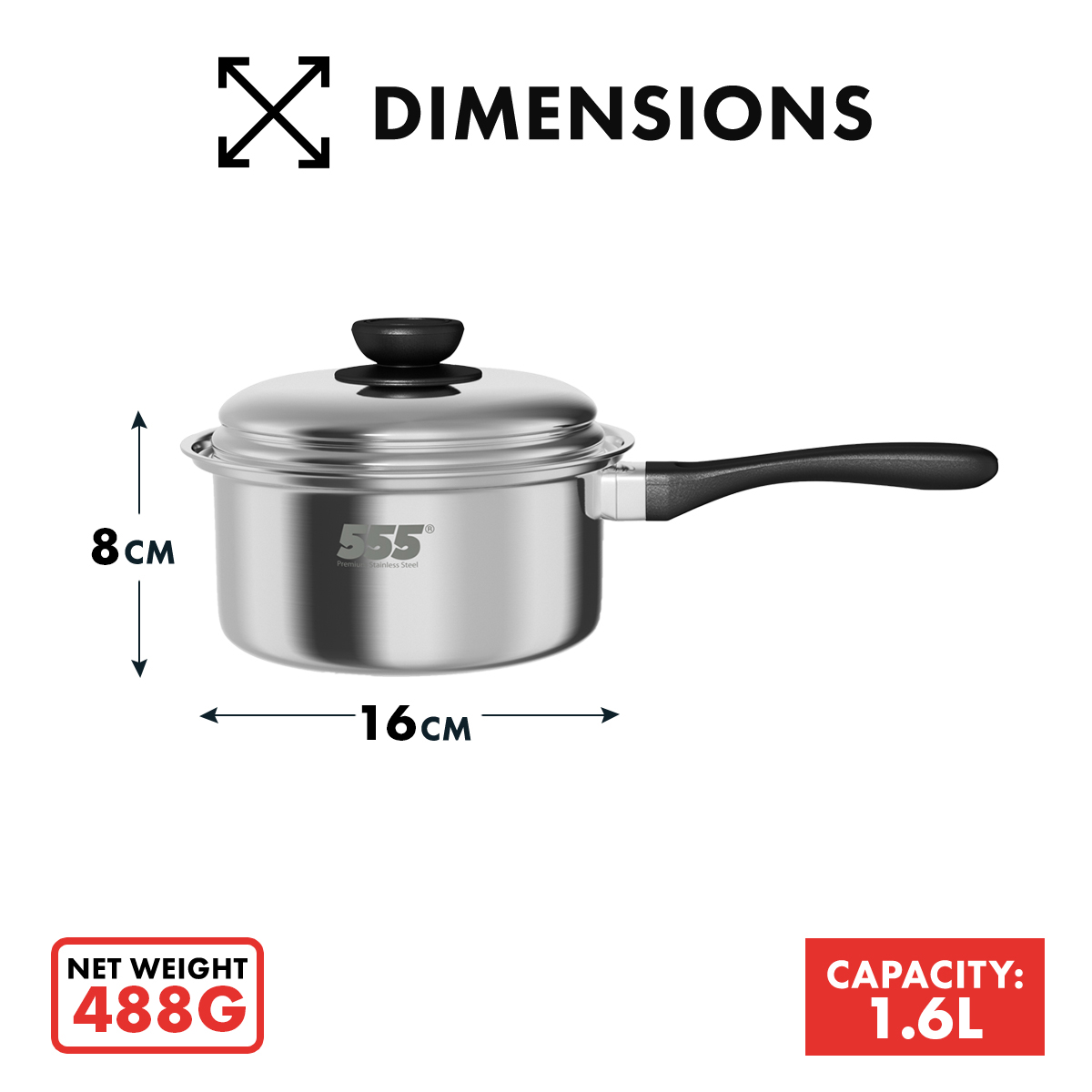 555 Classic Stainless Steel Saucepan