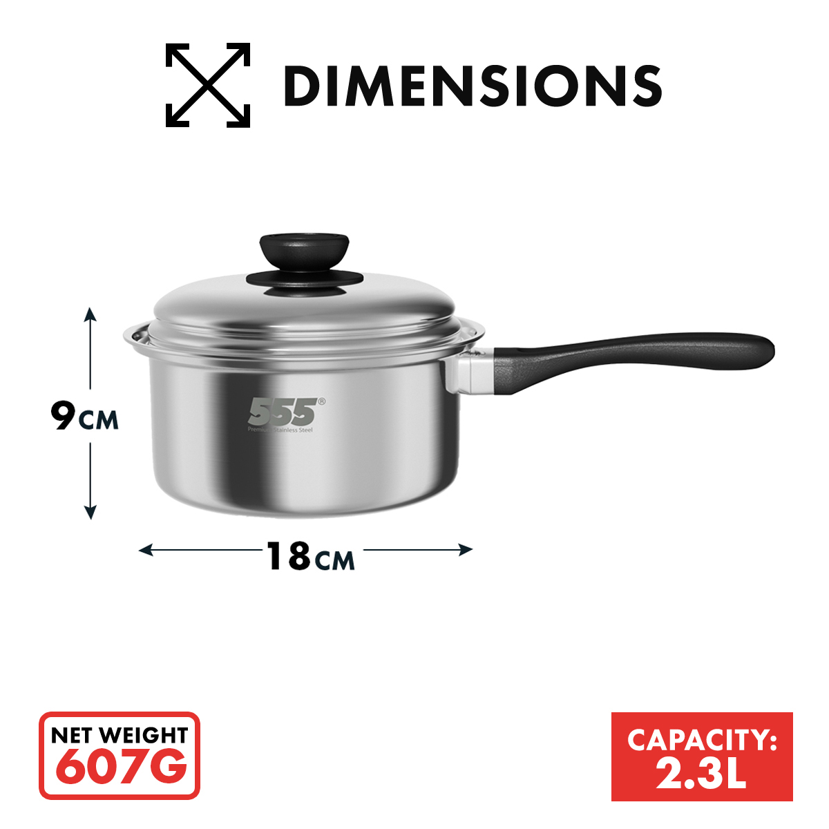555 Classic Stainless Steel Saucepan