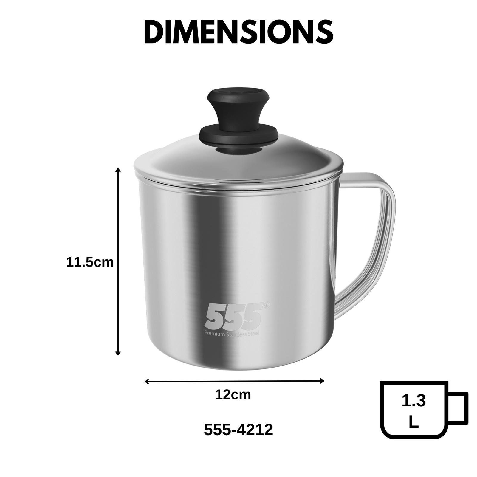 555 Premium Stainless Steel Mug with Lid - 304 Stainless Steel - For Coffee, Tea, Beverage, Water