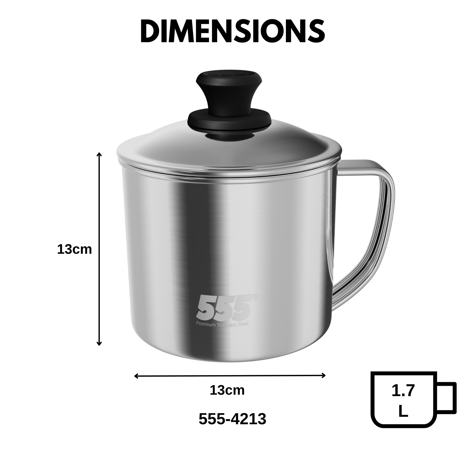 555 Premium Stainless Steel Mug with Lid - 304 Stainless Steel - For Coffee, Tea, Beverage, Water