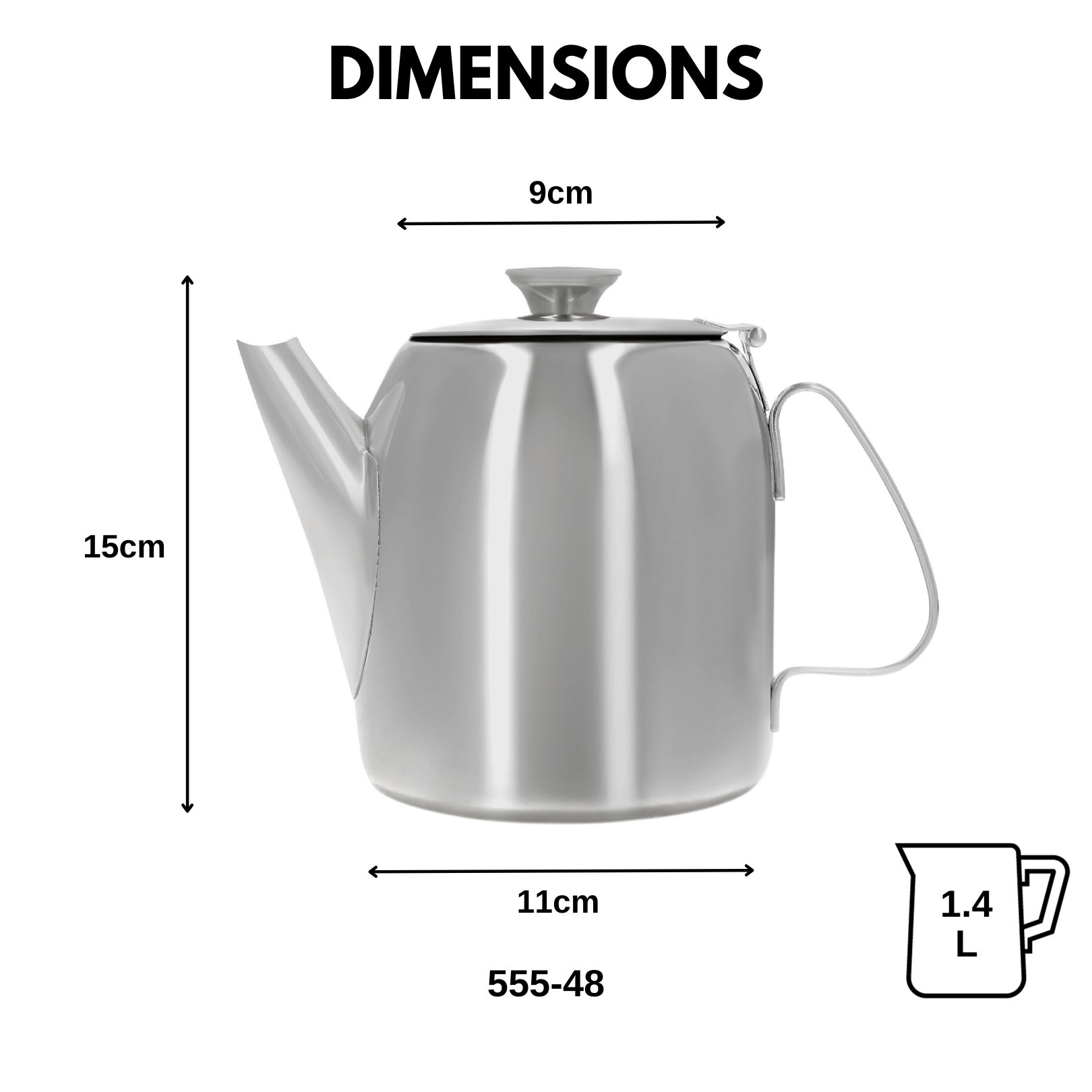 555 Stainless Steel Coffee Pot - 304 Stainless Steel - For Coffee, Tea, Beverage, Water