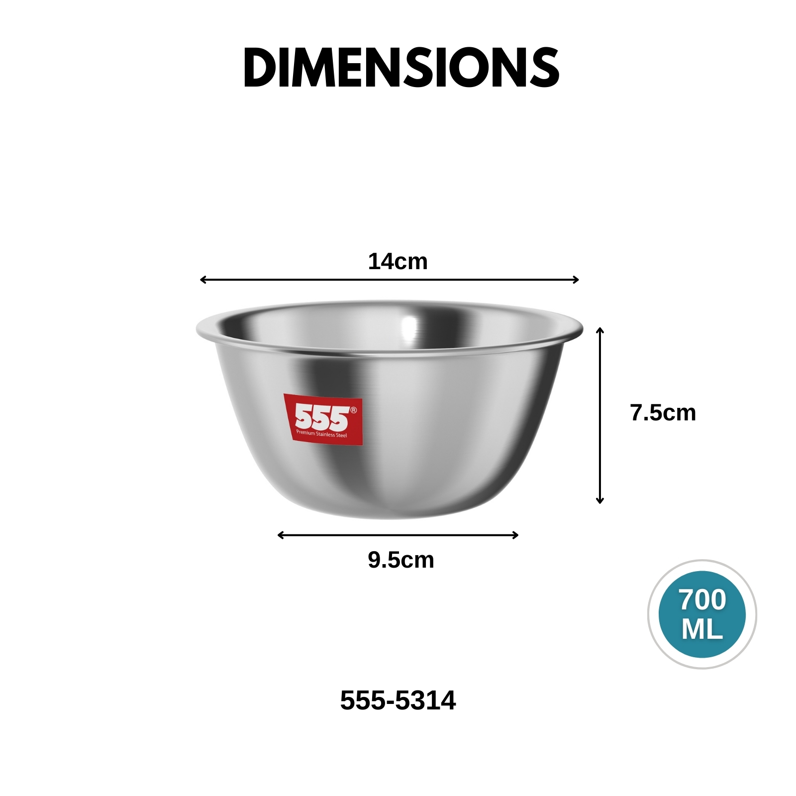 555 Premium Stainless Steel Deep Mixing Bowl