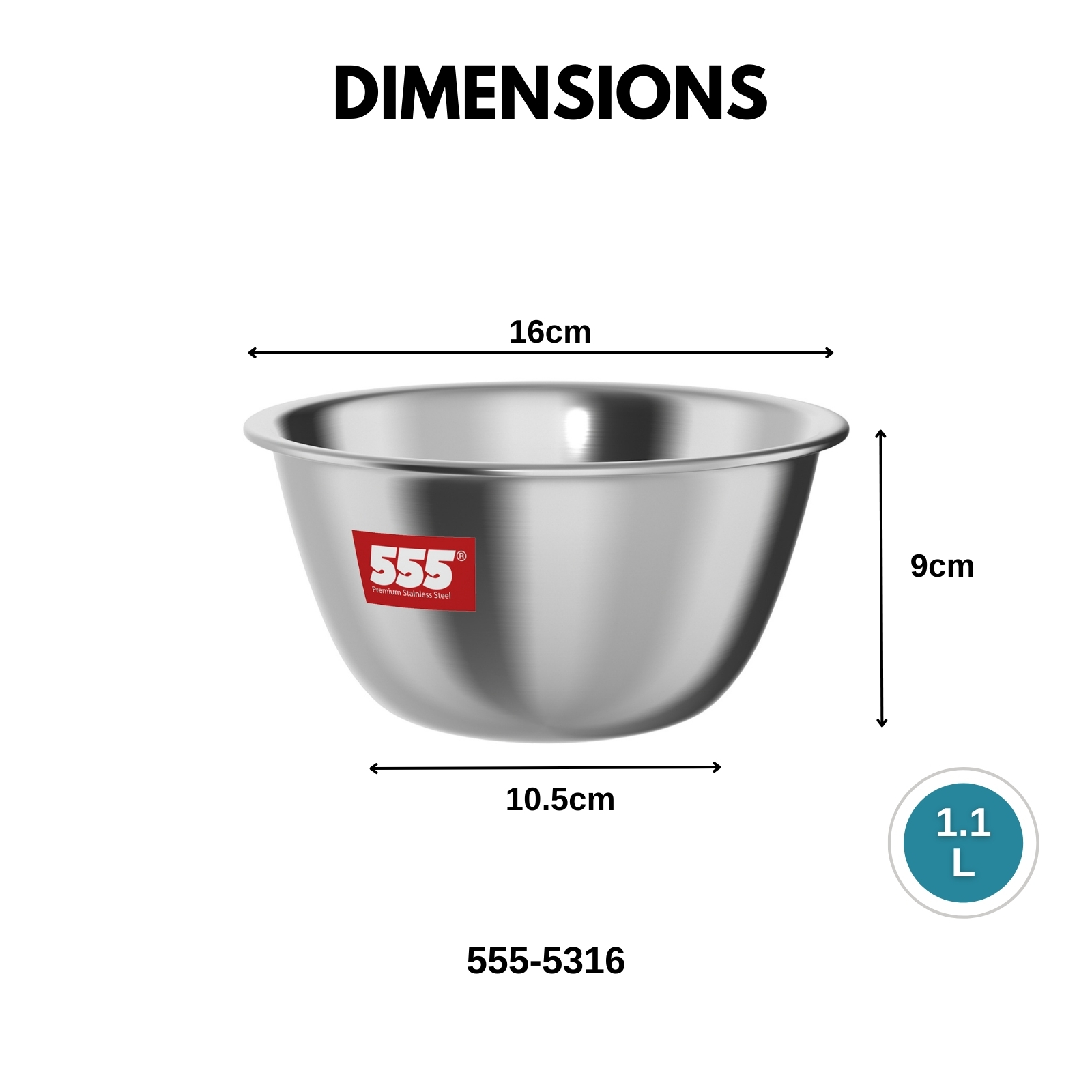 555 Premium Stainless Steel Deep Mixing Bowl