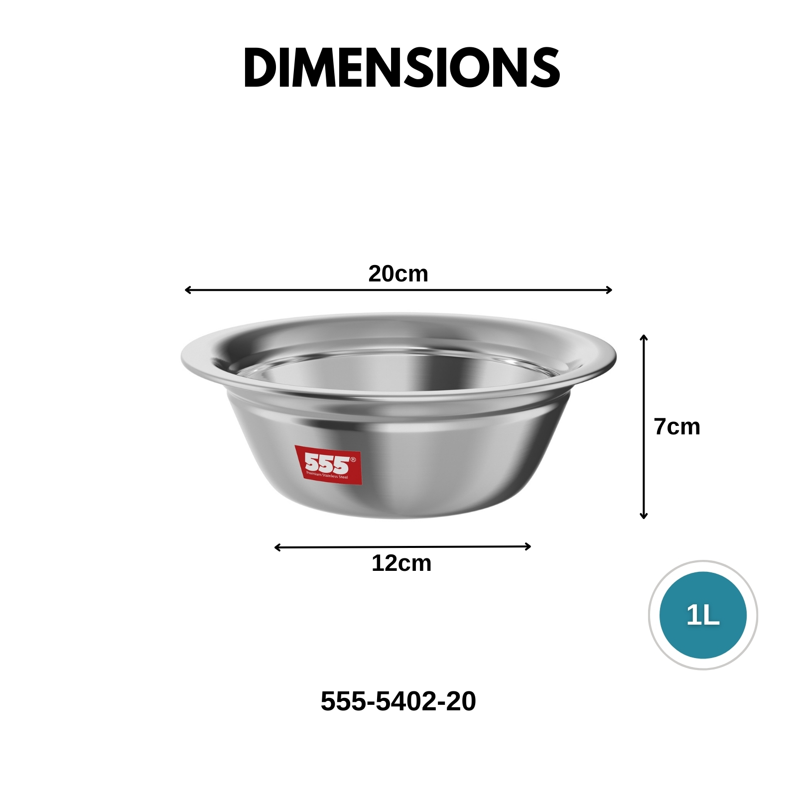 555 Premium Stainless Steel Flat Bottom Mixing Bowl