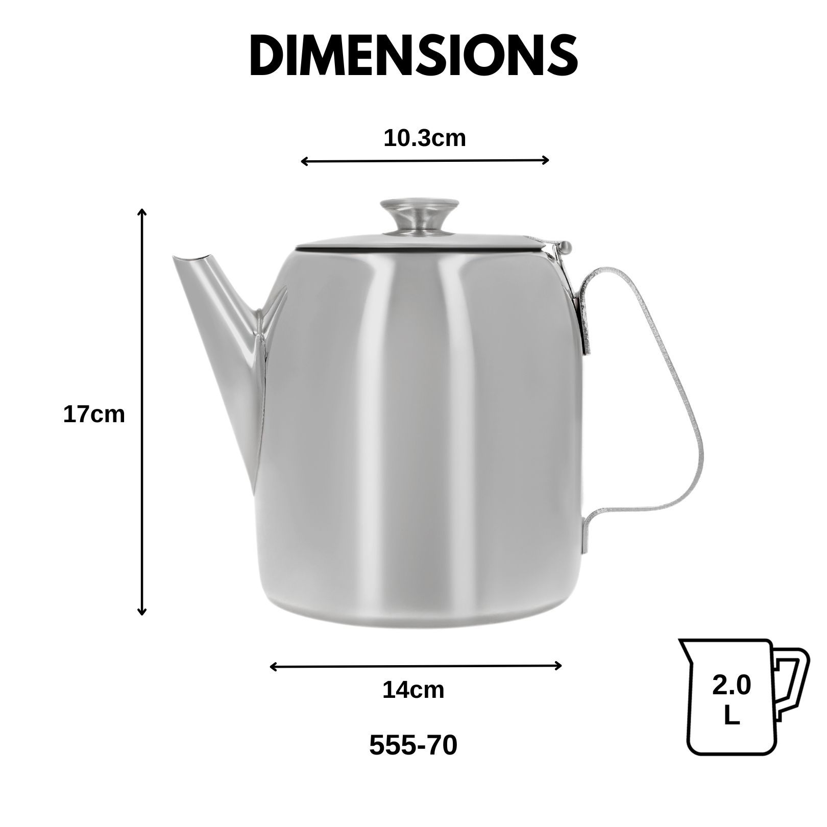 555 Stainless Steel Coffee Pot - 304 Stainless Steel - For Coffee, Tea, Beverage, Water