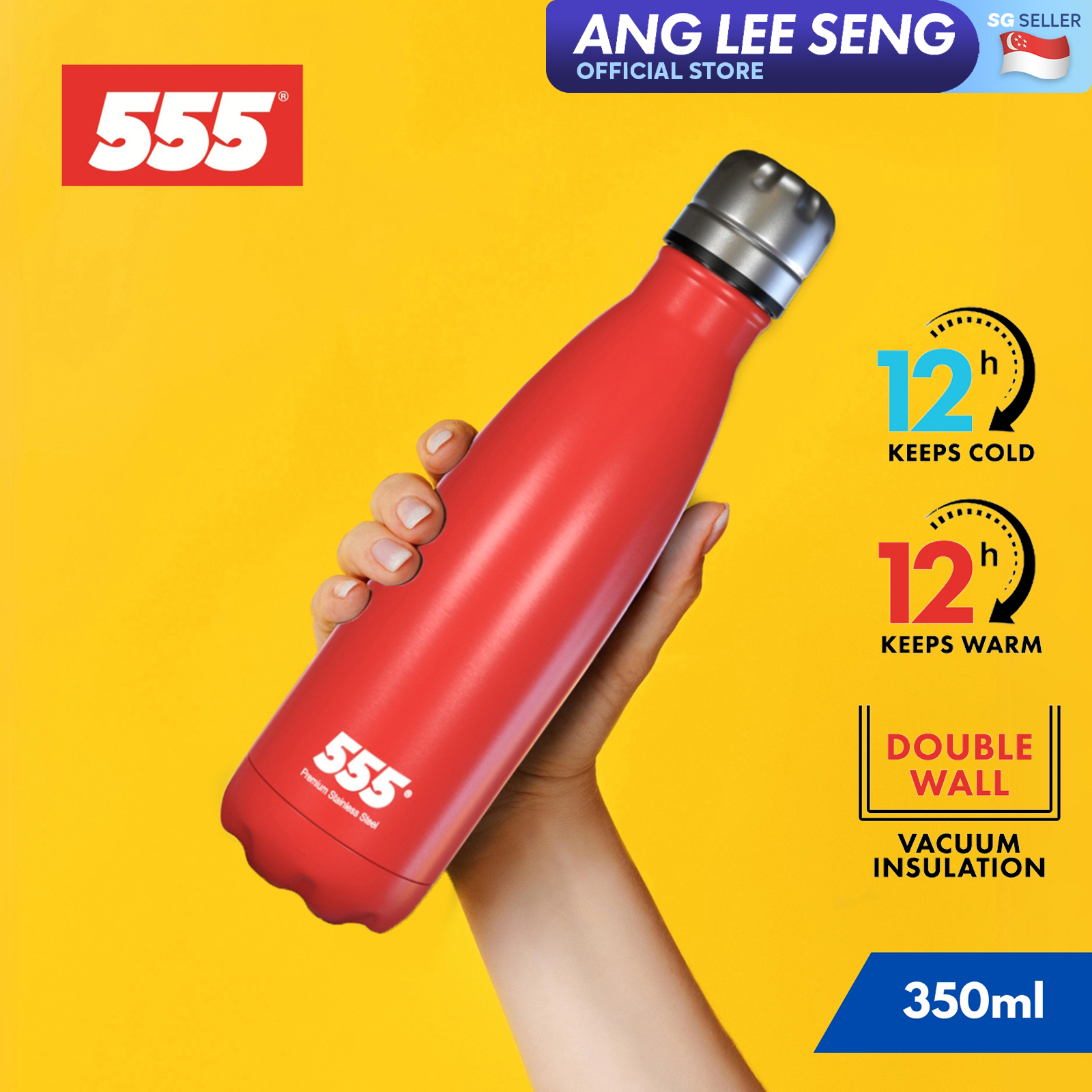 555 Stainless Steel Cola Bottle Style Vacuum Thermal Flask 350ml - Keep Hot Warm/Cold Cool - For Coffee, Tea, Beverage, Water