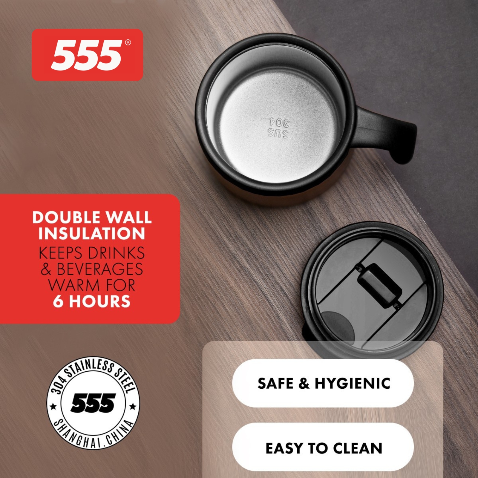 555 Stainless Steel Vacuum Thermal Office Mug 500ml | Keeps Hot & Cold Up To 6 Hours