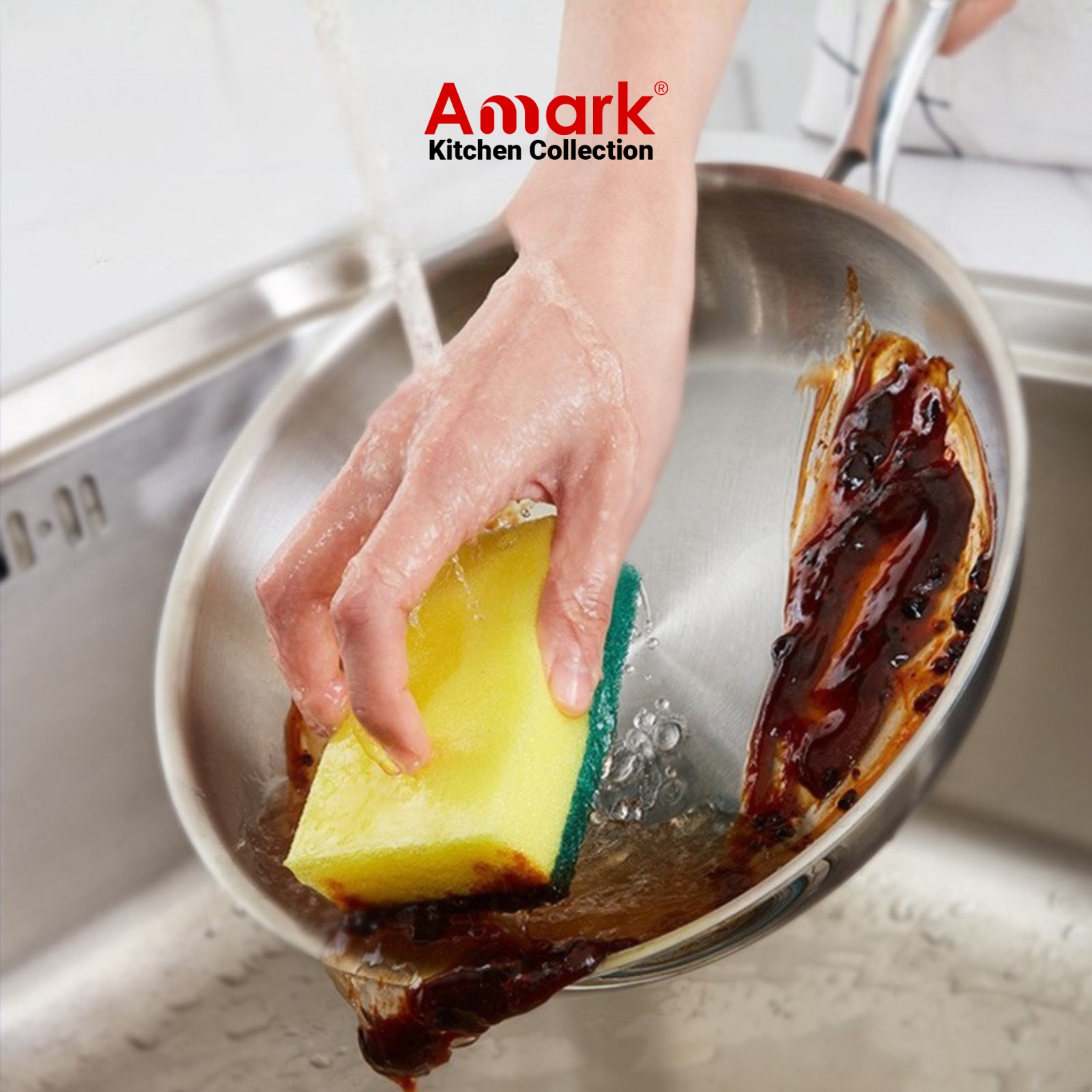 Amark Kitchen Collection Kitchen Sponge Heavy-Duty Sponge Scrub & Scouring Pad - 6-pc Pack