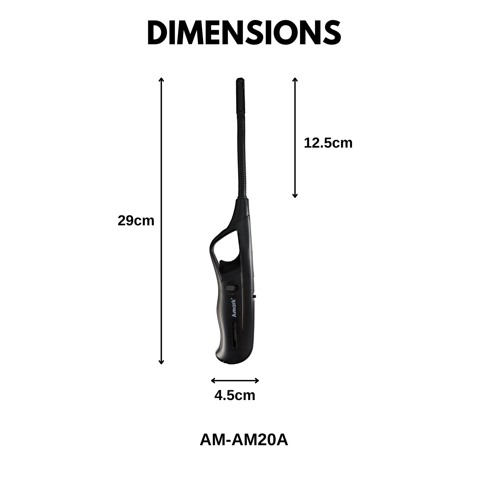 Amark Kitchen Collection Flexible Refillable Gas Lighter - Adjustable Flame & Safety Lock