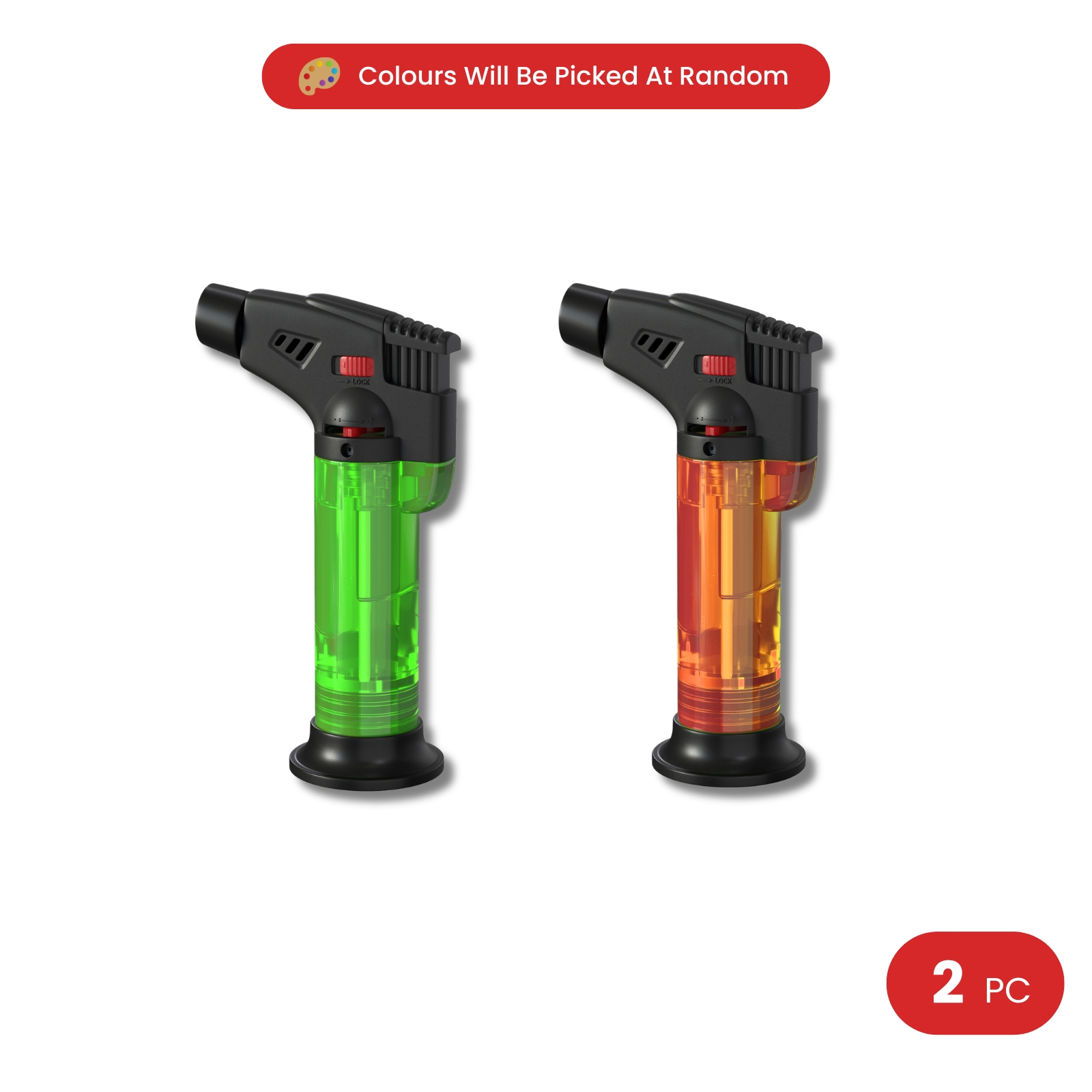 Amark Windproof Refillable Torch Lighter with Base - Adjustable Flame & Safety Lock