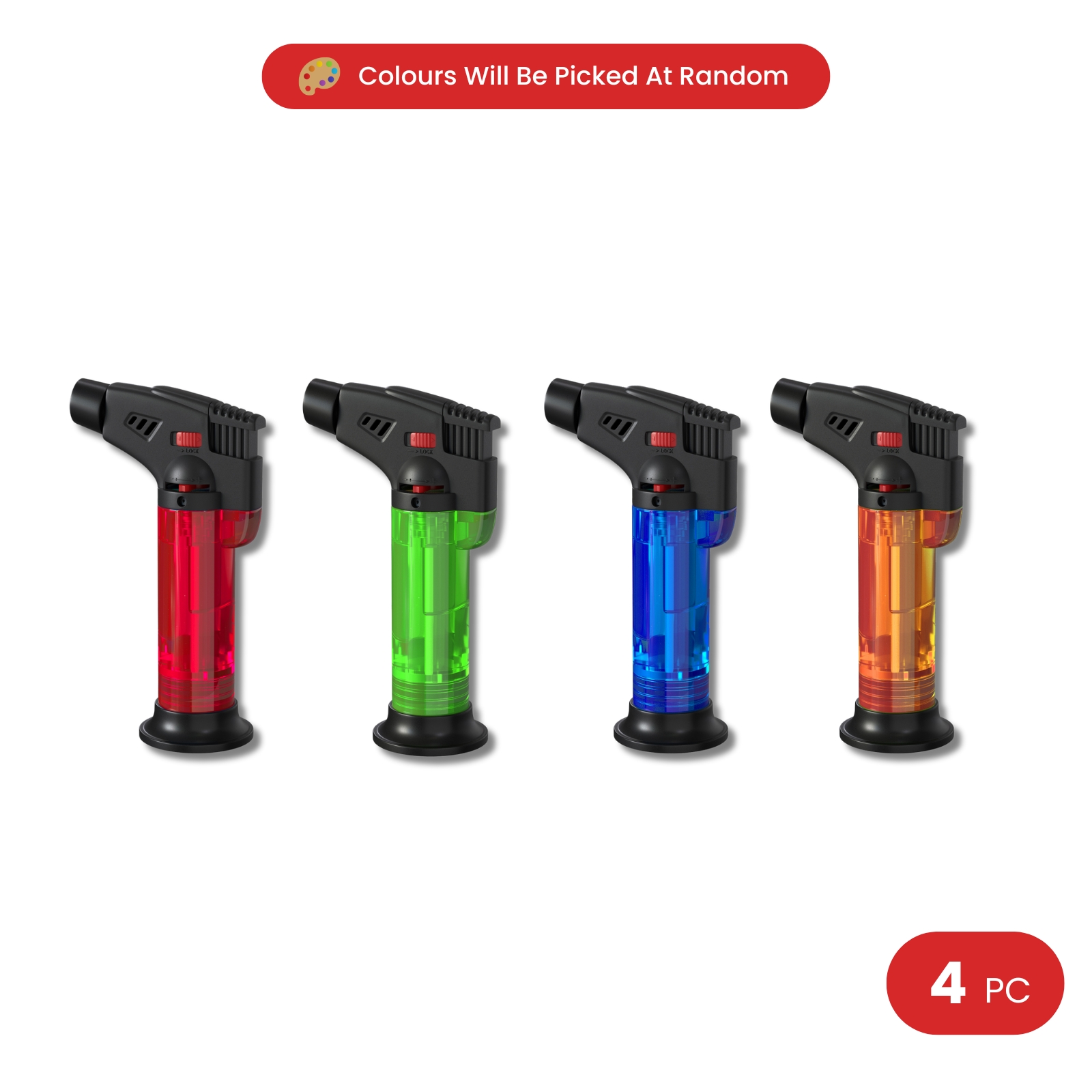 Amark Windproof Refillable Torch Lighter with Base - Adjustable Flame & Safety Lock