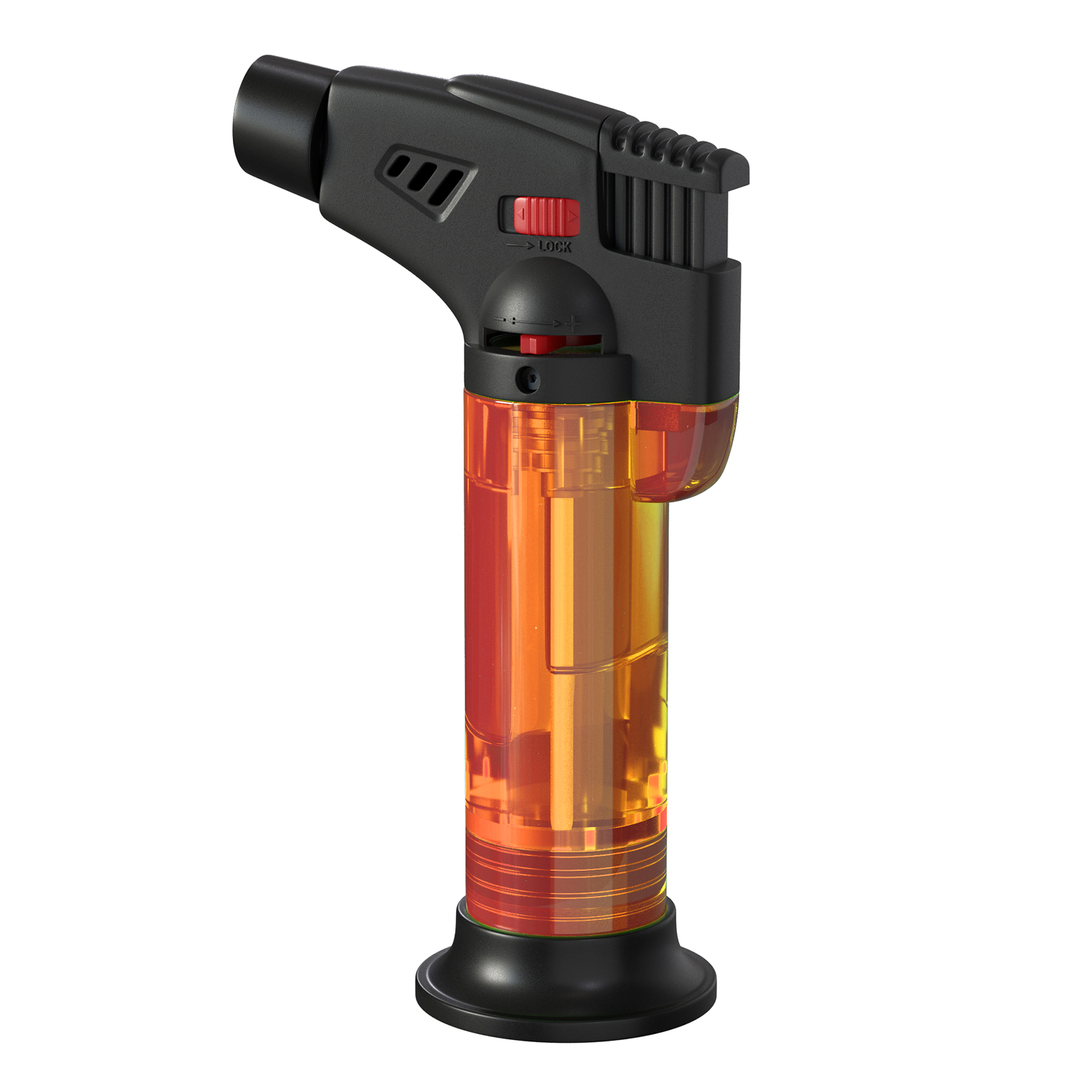 Amark Windproof Refillable Torch Lighter with Base - Adjustable Flame & Safety Lock
