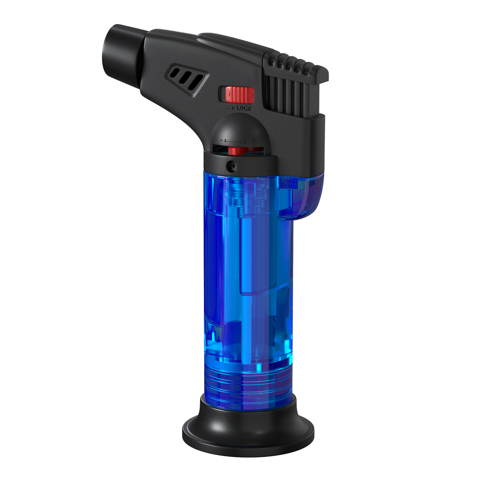 Amark Windproof Refillable Torch Lighter with Base - Adjustable Flame & Safety Lock