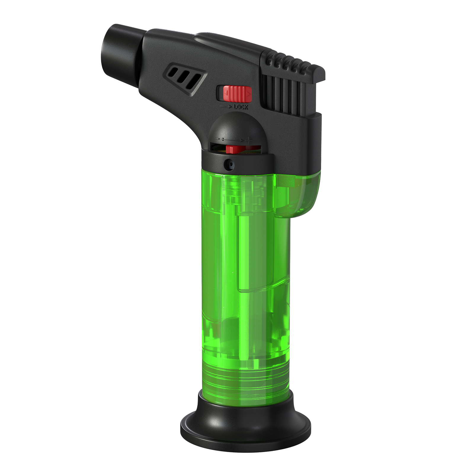 Amark Windproof Refillable Torch Lighter with Base - Adjustable Flame & Safety Lock