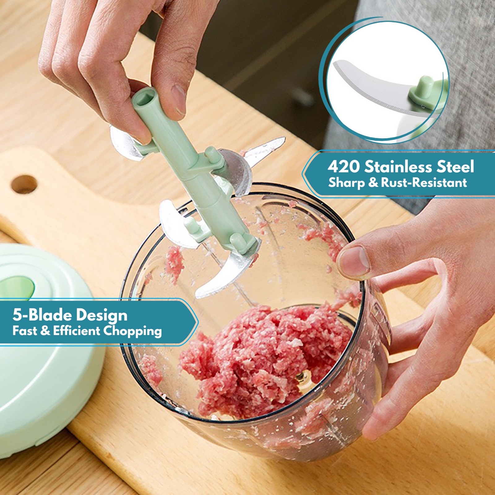 Amark Kitchen Collection Pullstring Spin Food Chopper with 900ml Bowl