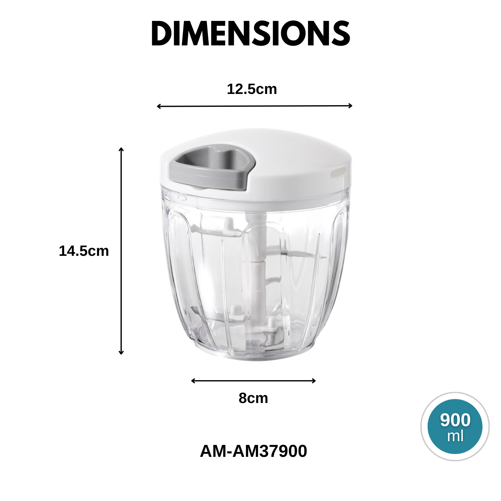 Amark Kitchen Collection Pullstring Spin Food Chopper with 900ml Bowl