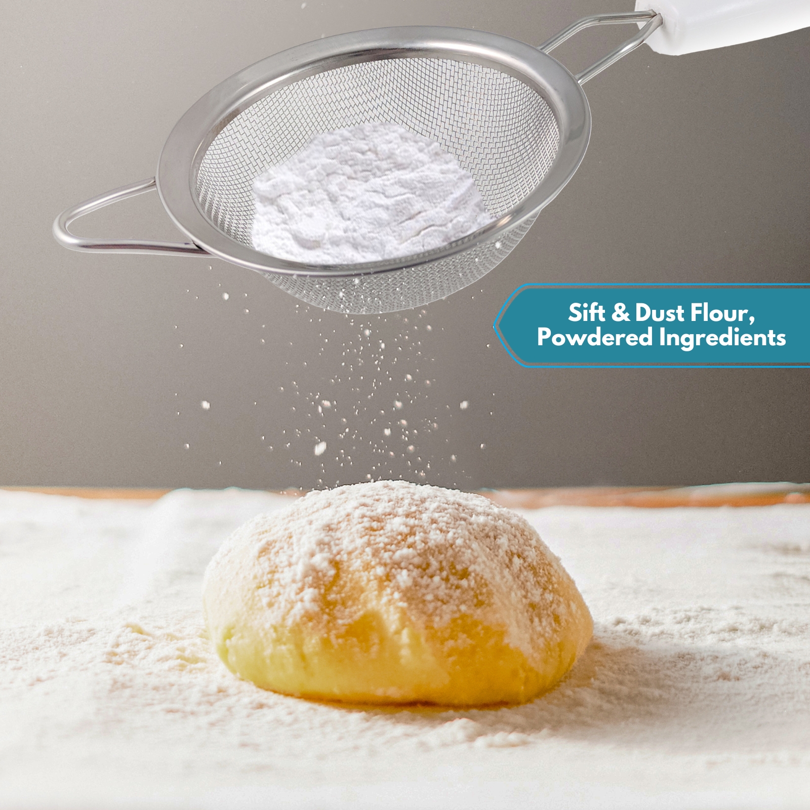 Amark Kitchen Collection Green Leaf Stainless Steel Tea Strainer - Strain Tea, Coffee, Juice, Soups & Sifting Flour