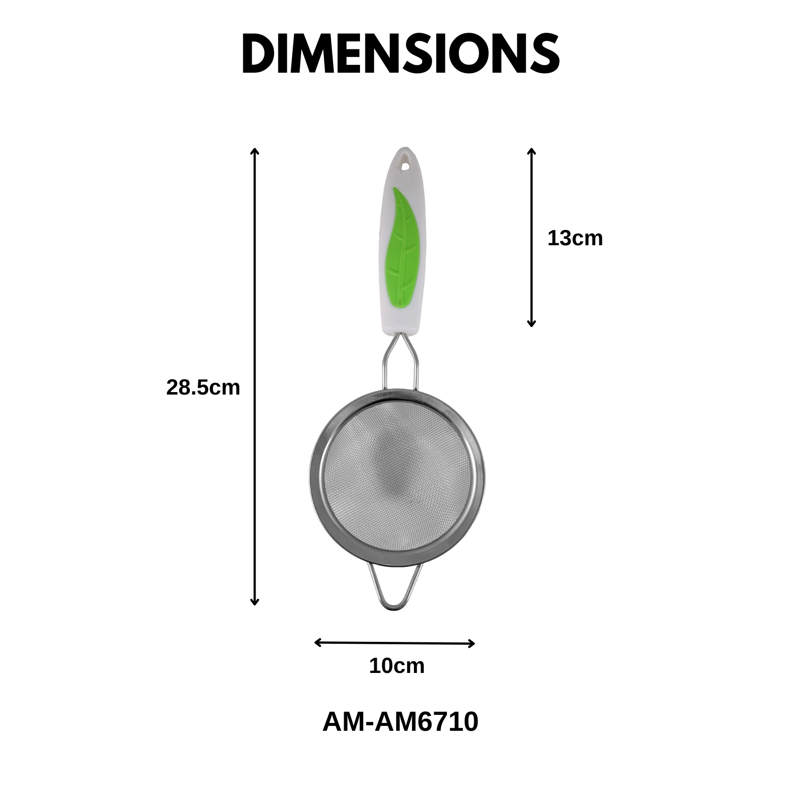Amark Kitchen Collection Green Leaf Stainless Steel Tea Strainer - Strain Tea, Coffee, Juice, Soups & Sifting Flour