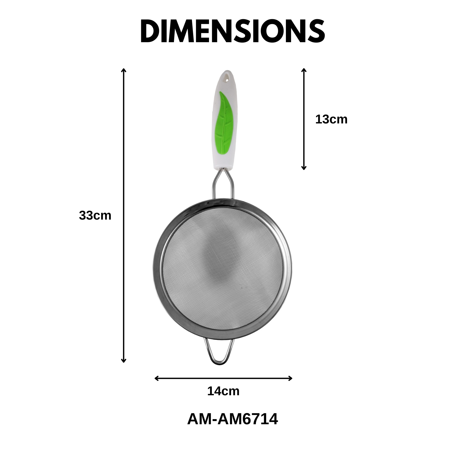 Amark Kitchen Collection Green Leaf Stainless Steel Tea Strainer - Strain Tea, Coffee, Juice, Soups & Sifting Flour