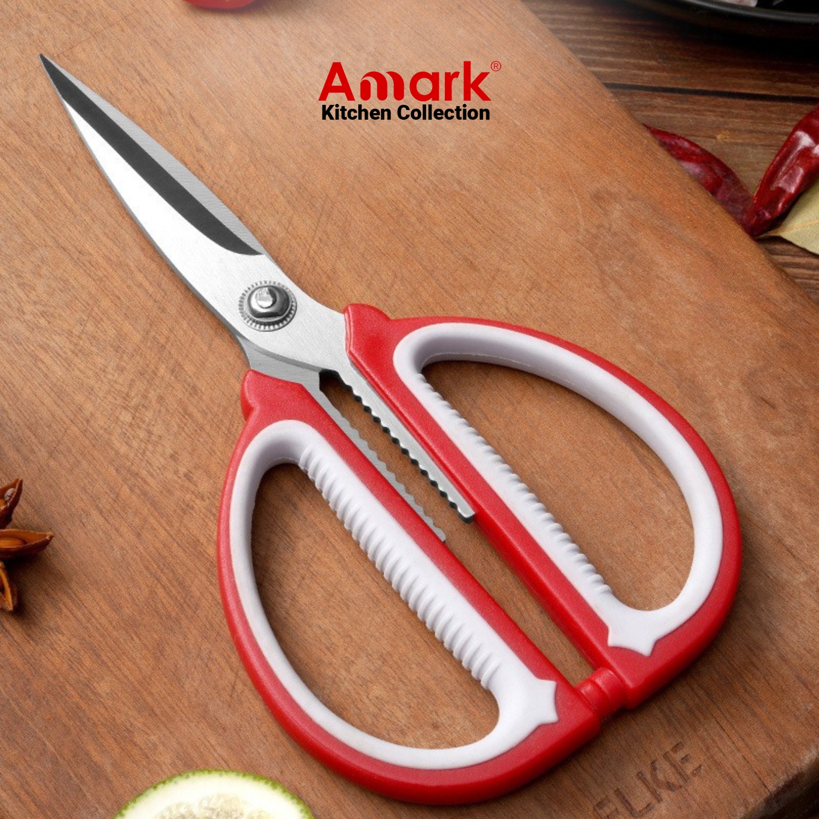 Amark Kitchen Collection Kitchen Scissors - Cuts Meats, Fish, Vegetables & General Home Use