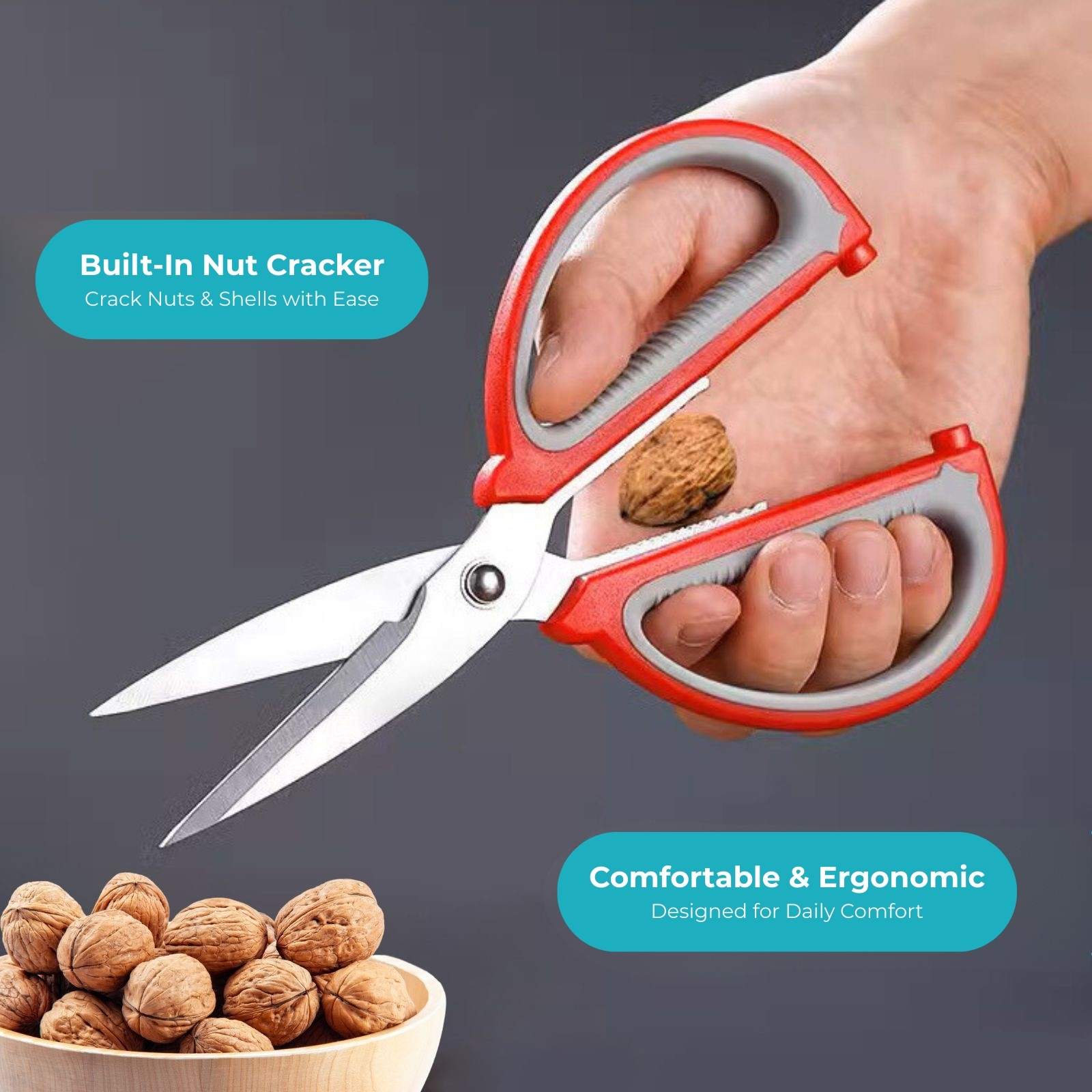 Amark Kitchen Collection Kitchen Scissors - Cuts Meats, Fish, Vegetables & General Home Use