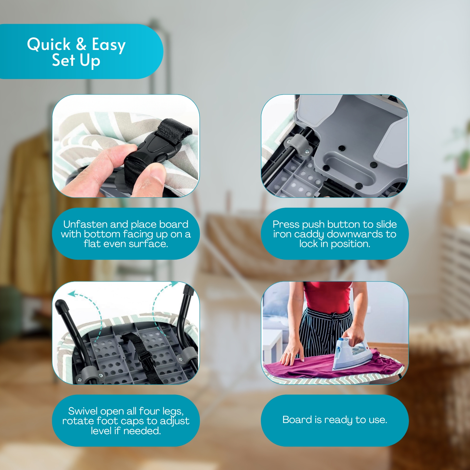 Amark Foldable Table Top Ironing Board with Iron Rest & Caddy 32"