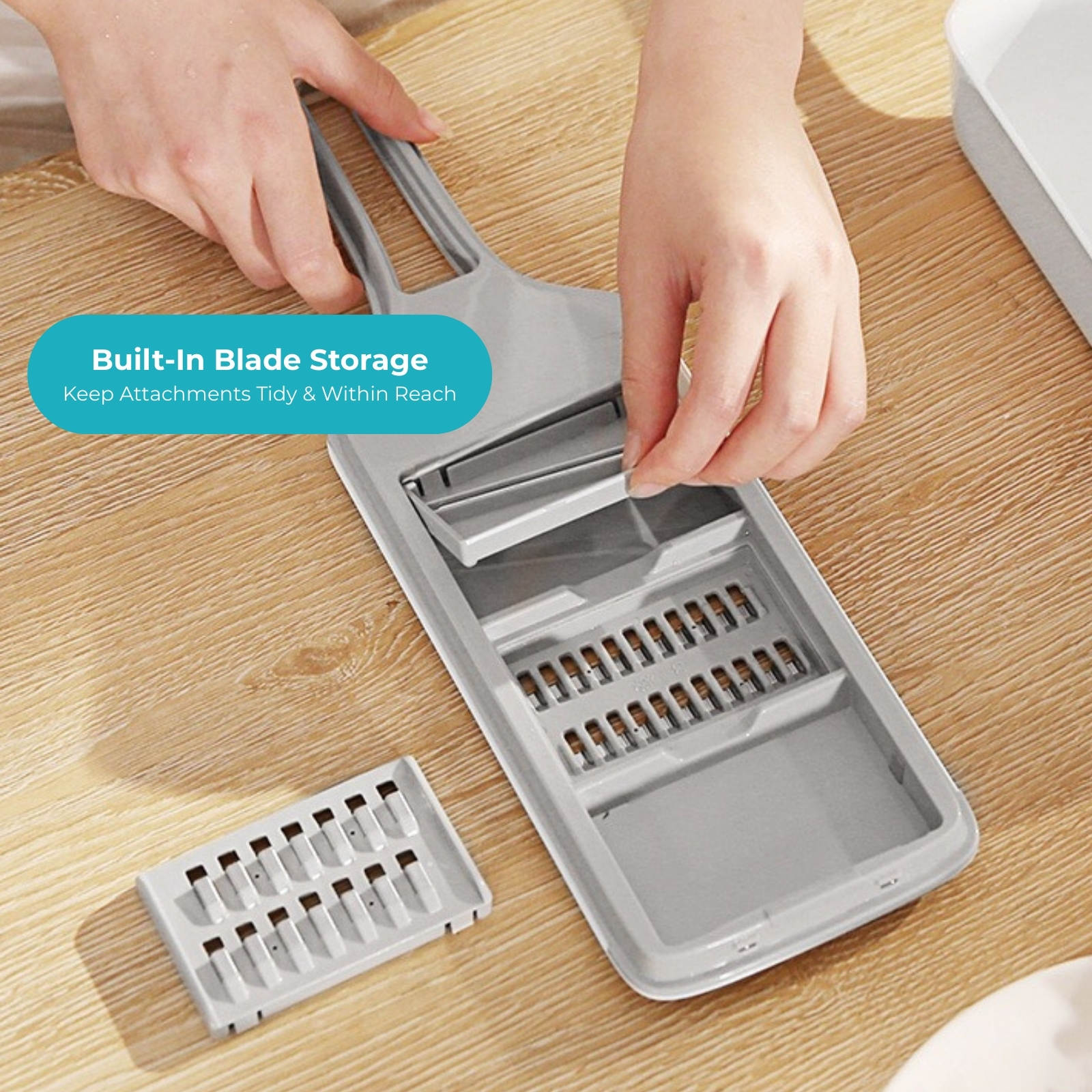 Amark Kitchen Collection Mandoline Food Slicer Shredder & Grater with Container Box - 6-in-1 Set