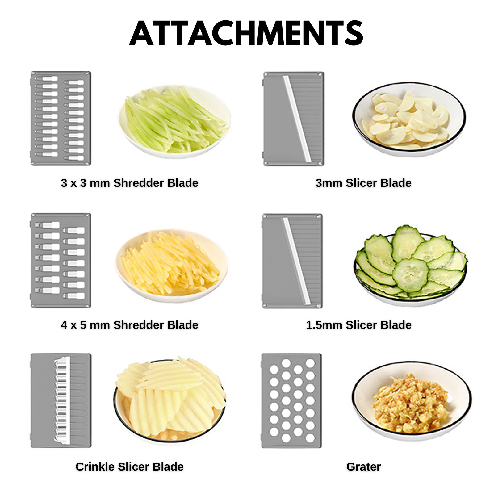 Amark Kitchen Collection Mandoline Food Slicer Shredder & Grater with Easy Drain Container Box - 6-In-1 Set