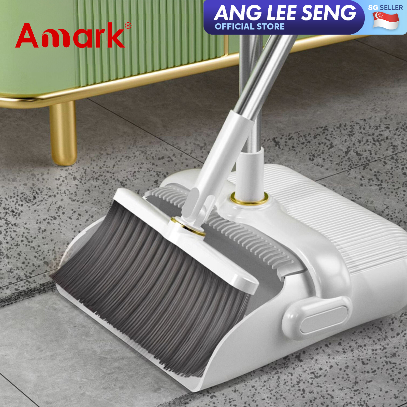 Amark Stainless Steel Dustpan & Broom Set