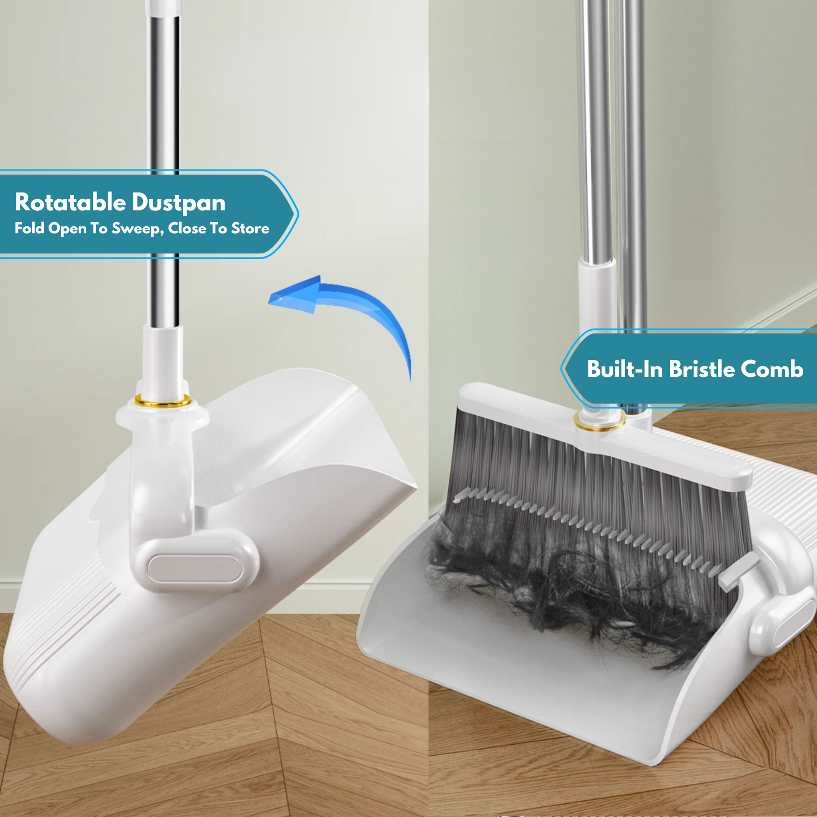 Amark Stainless Steel Dustpan & Broom Set