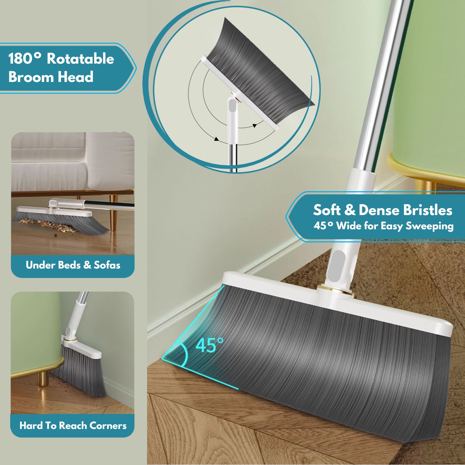 Amark Stainless Steel Dustpan & Broom Set