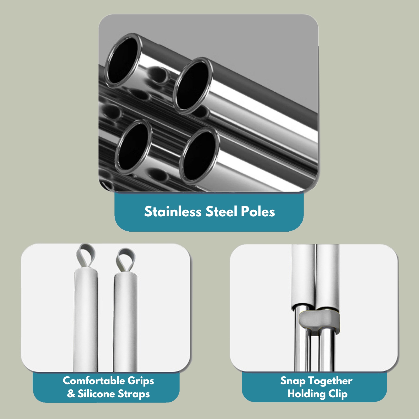 Amark Stainless Steel Dustpan & Broom Set