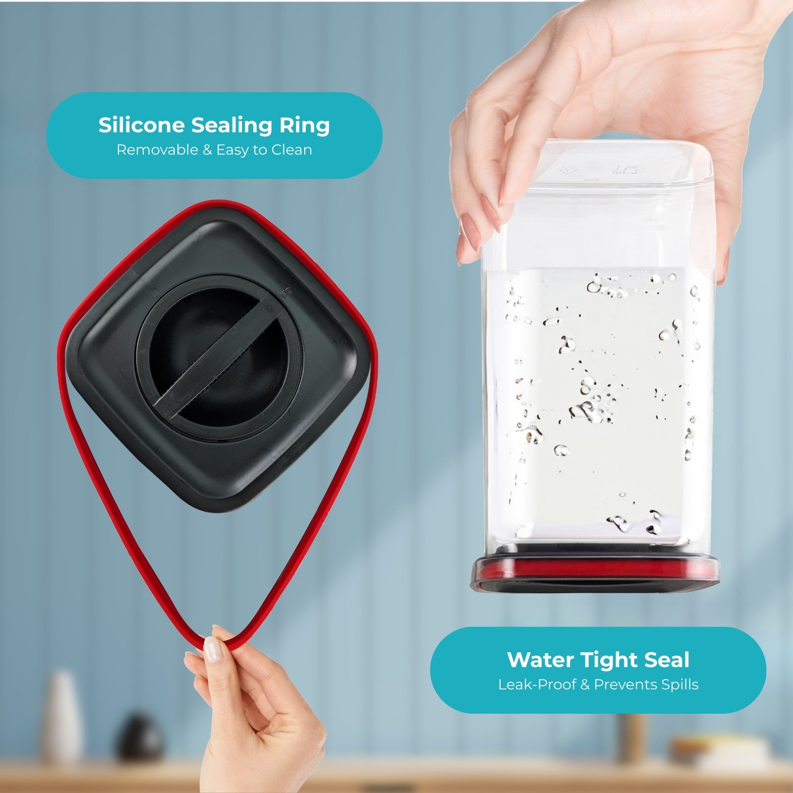 Amark Kitchen Collection Spin Lock Food Storage Container - Airtight, Watertight & Stackable