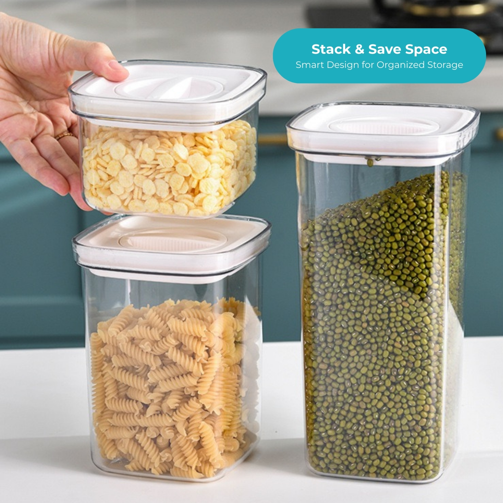 Amark Kitchen Collection Spin Lock Food Storage Container - Airtight, Watertight & Stackable