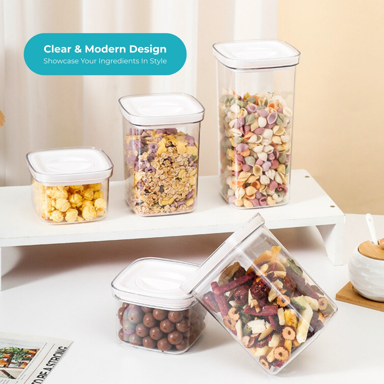 Amark Kitchen Collection Spin Lock Food Storage Container - Airtight, Watertight & Stackable