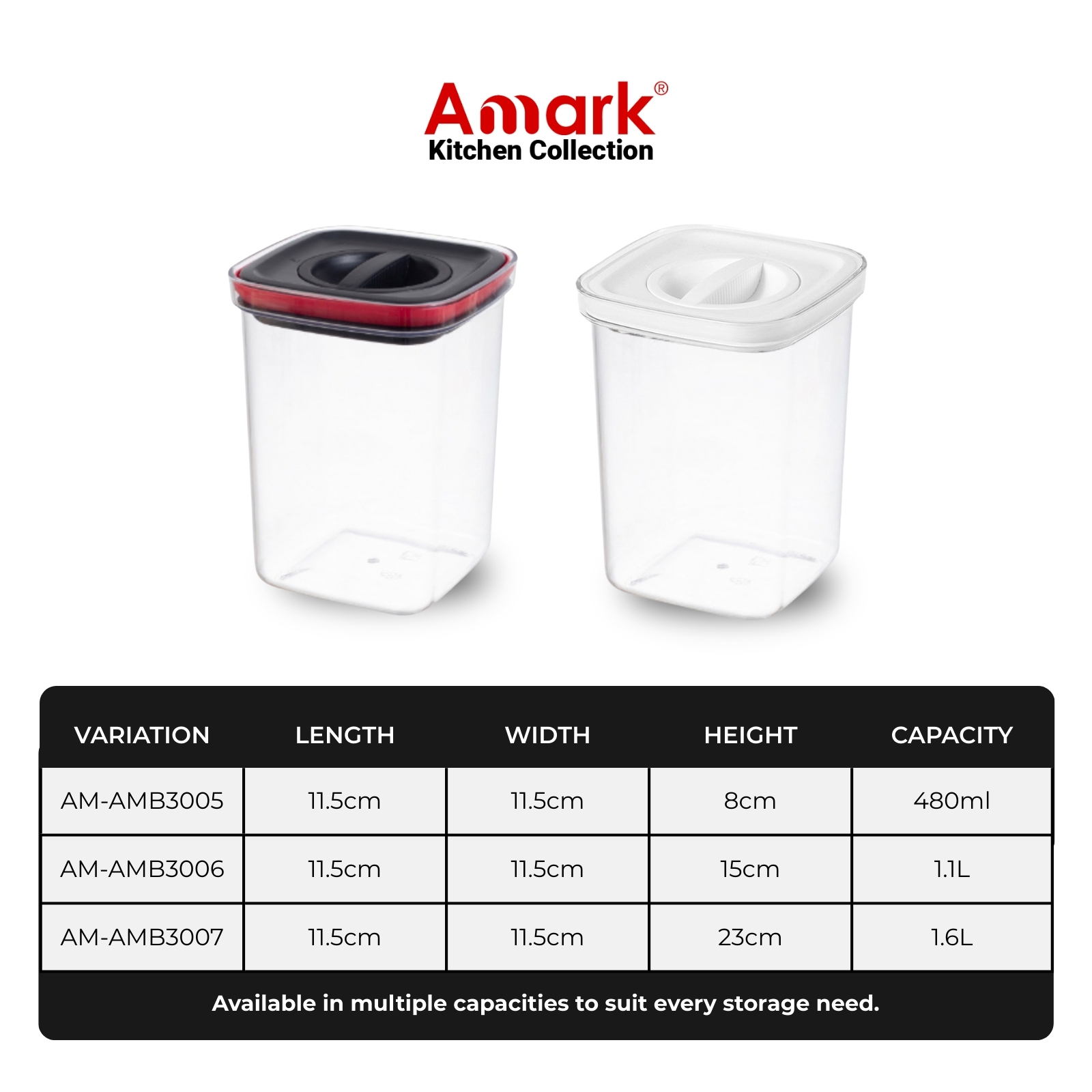 Amark Kitchen Collection Spin Lock Food Storage Container - Airtight, Watertight & Stackable