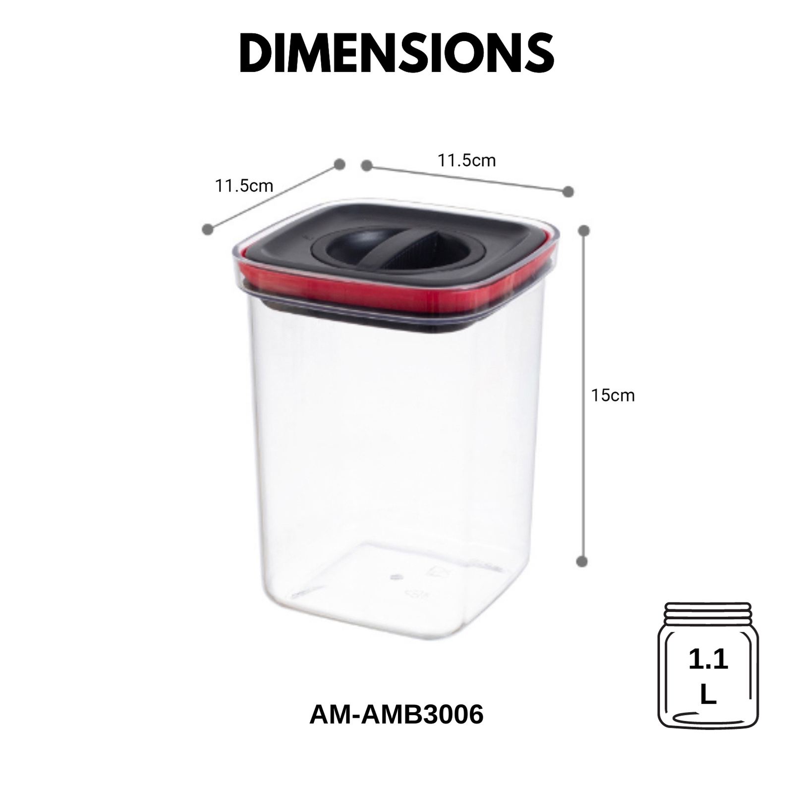Amark Kitchen Collection Spin Lock Food Storage Container - Airtight & Stackable