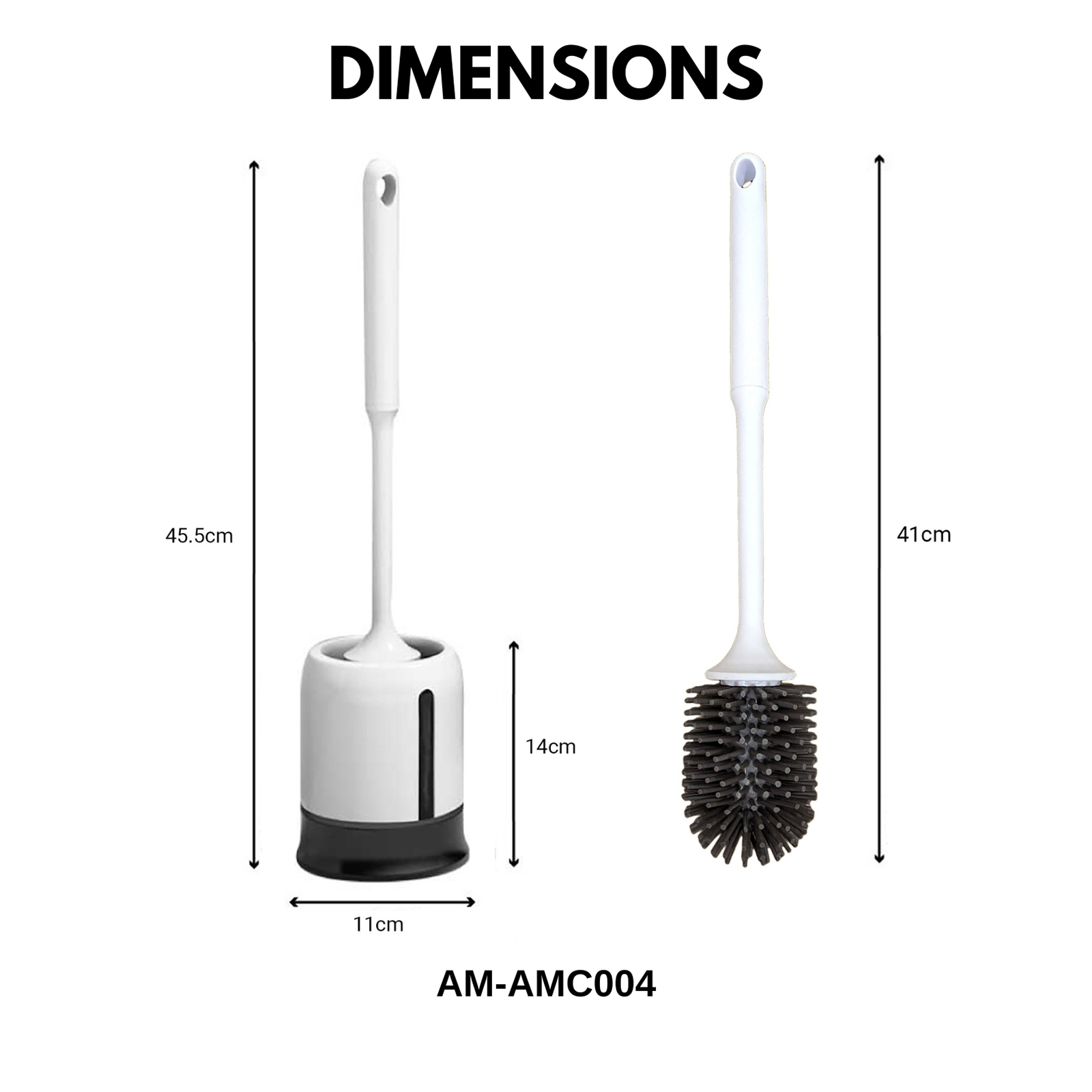 Amark TPR Rubber Bristles Toilet Brush with Easy Drain Wall-Mounted Holder