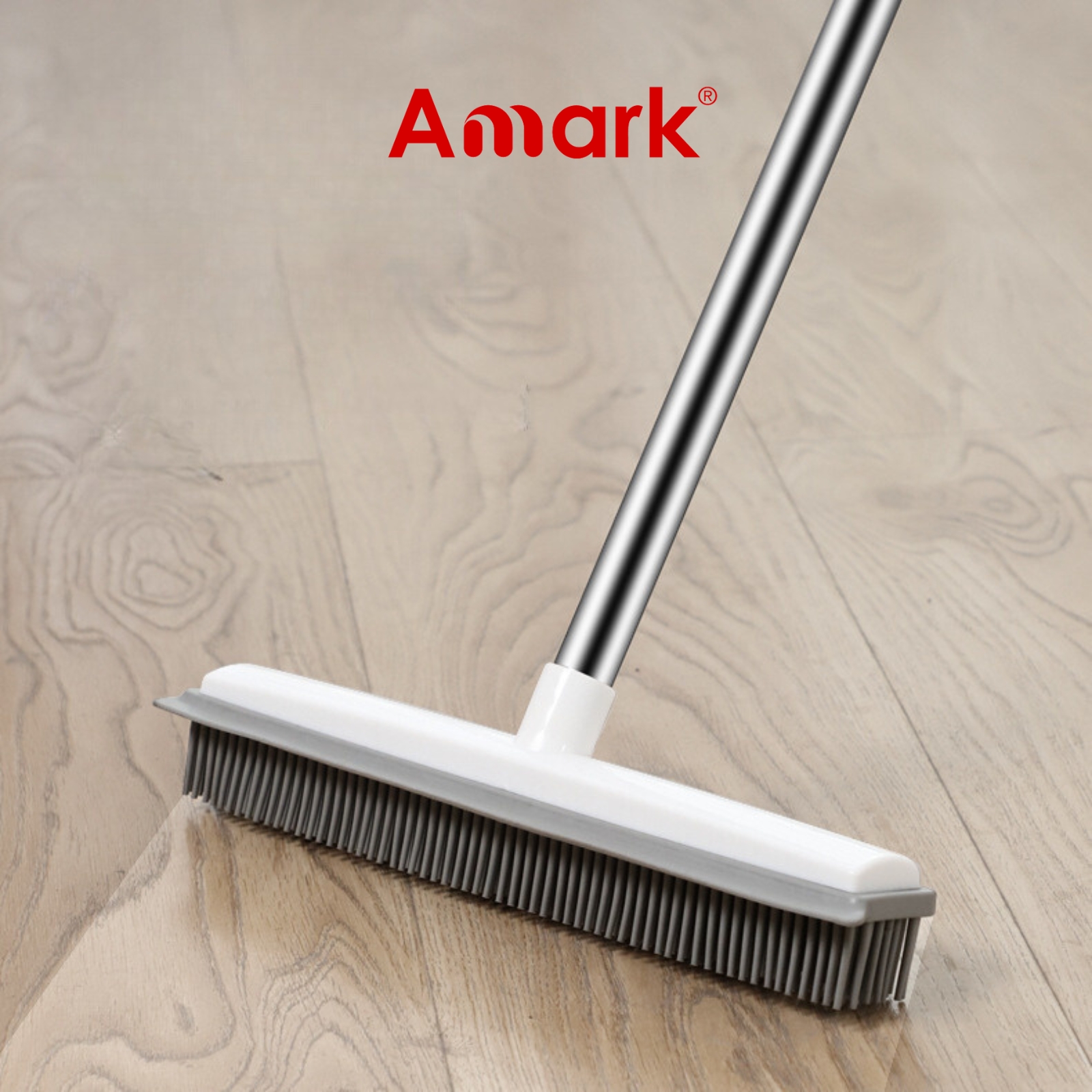 Amark 2-in-1 TPR Rubber Broom & Floor Squeegee Scraper (120cm Pole)