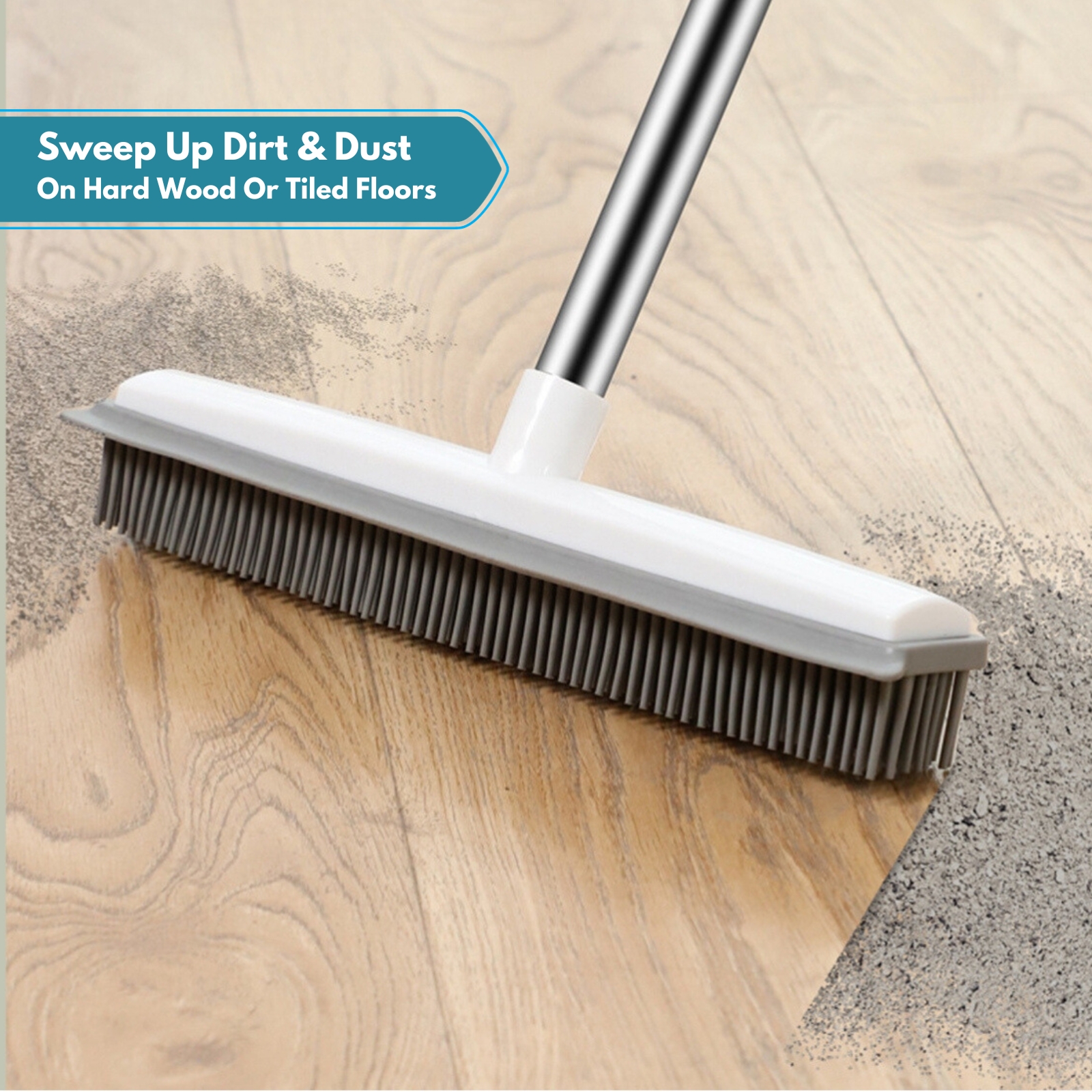 Amark 2-in-1 Rubber Broom & Floor Squeegee Scraper