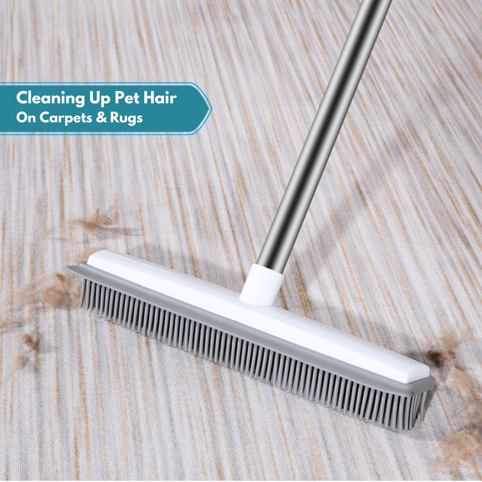 Amark 2-in-1 Rubber Broom & Floor Squeegee Scraper