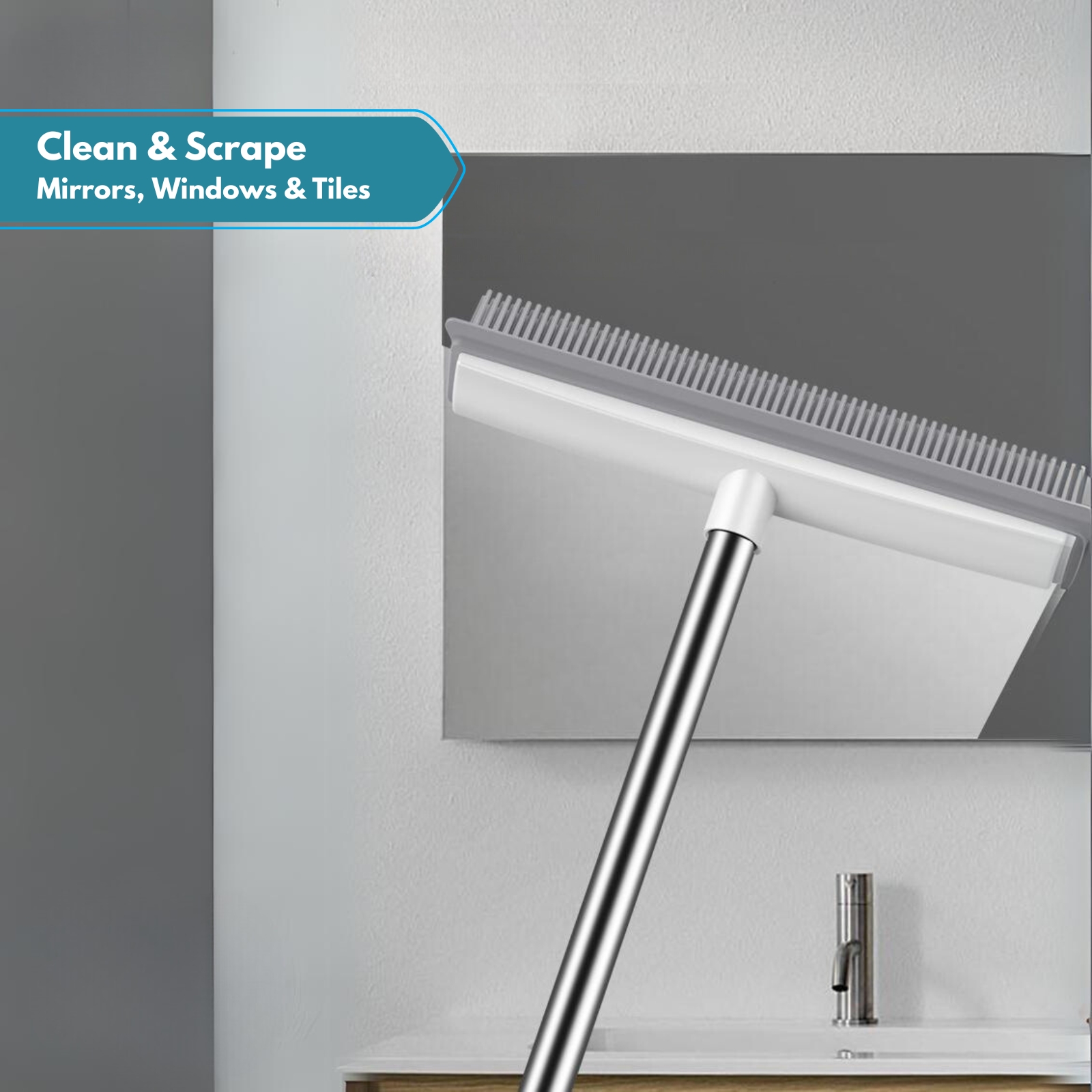 Amark 2-in-1 Rubber Broom & Floor Squeegee Scraper