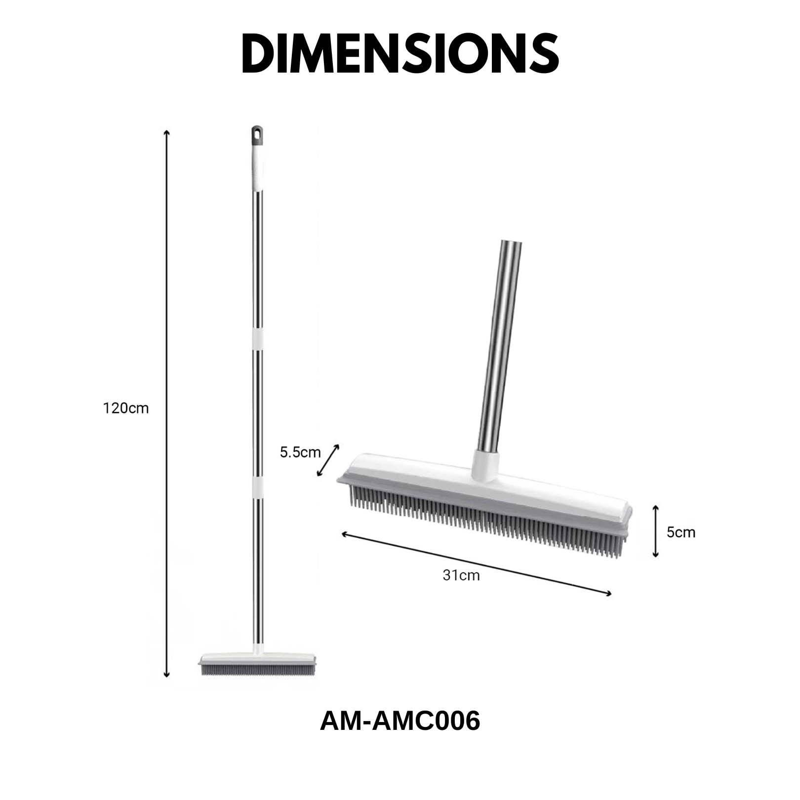 Amark 2-in-1 Rubber Broom & Floor Squeegee Scraper