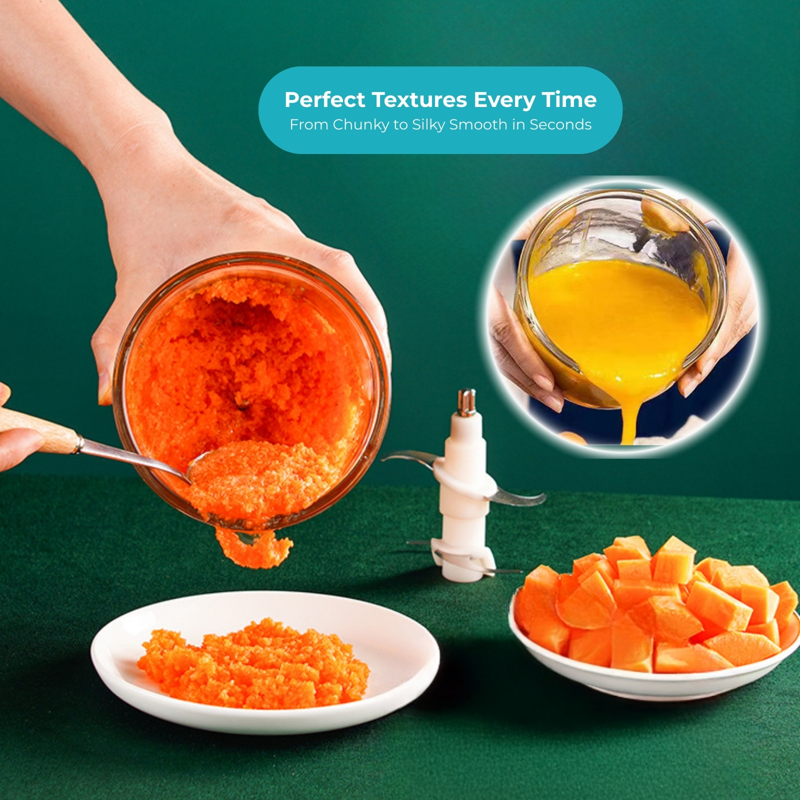 Amark e.Kitchen Cordless USB-Rechargeable Mini Food Chopper with 600ml Glass Bowl