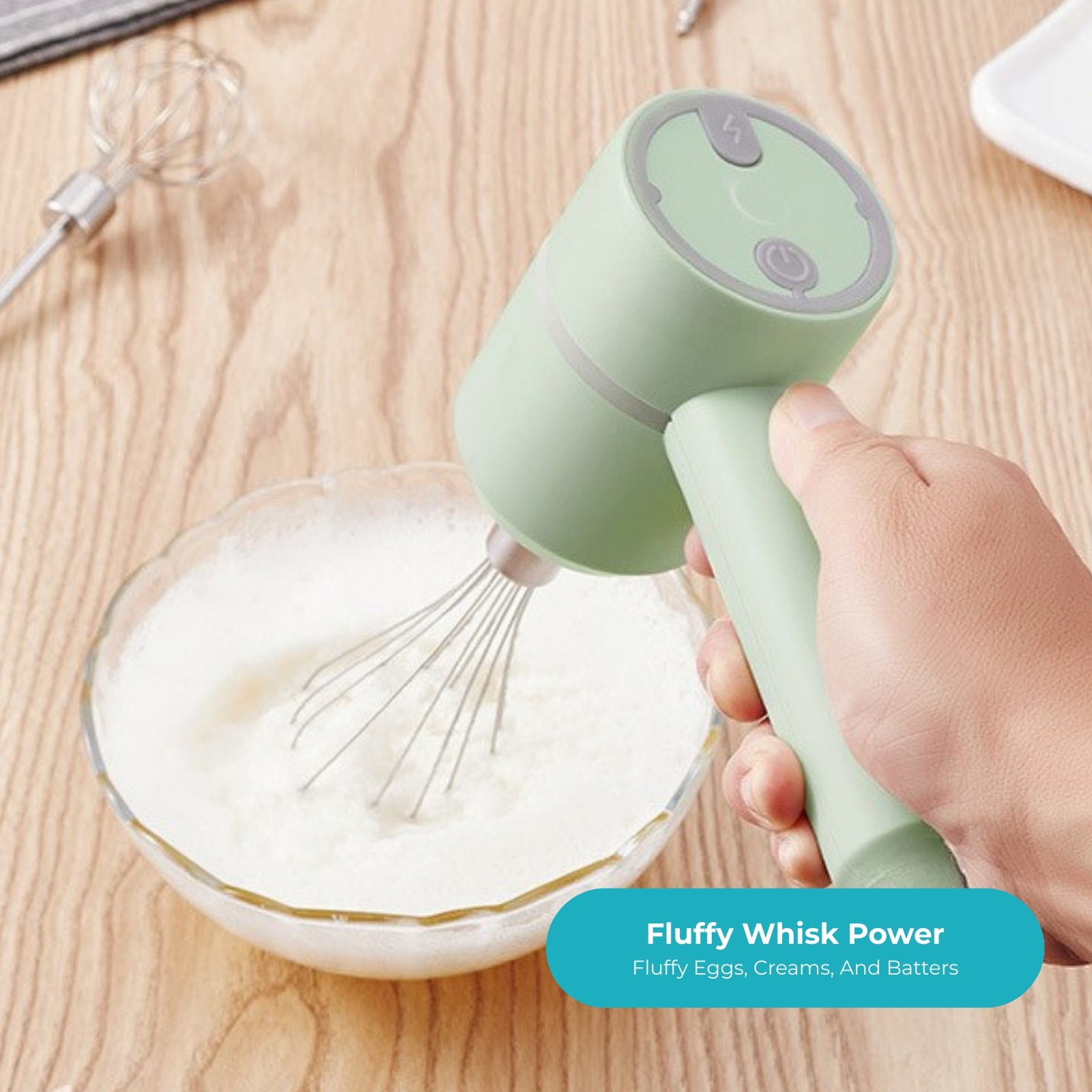 Amark e.Kitchen Cordless USB-Rechargeable Multi-Use Mixer & Scrubber - 5pc Attachments Set