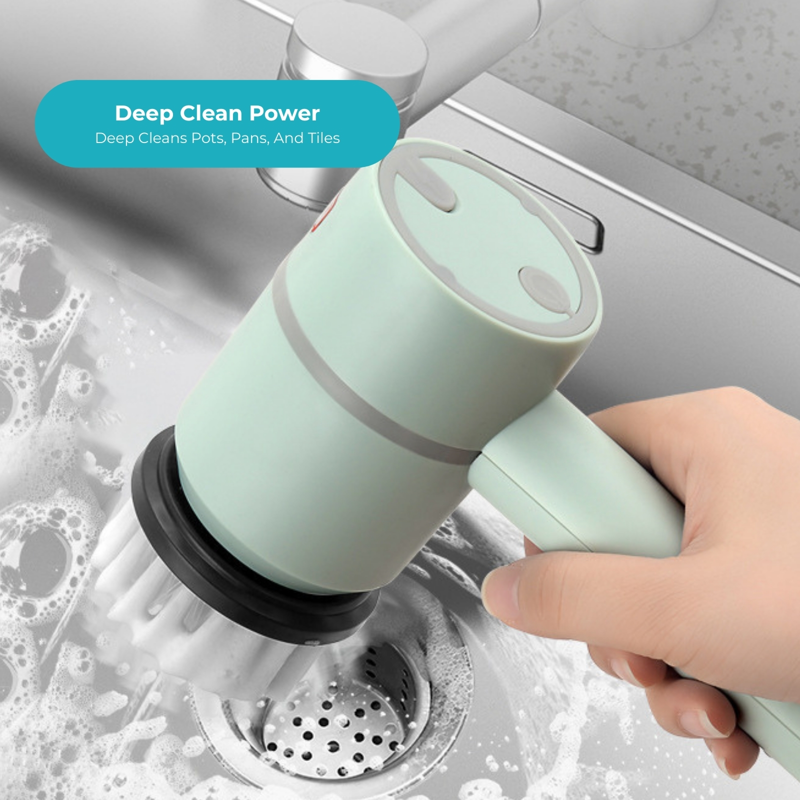 Amark e.Kitchen Cordless USB-Rechargeable Multi-Use Mixer & Scrubber - 5pc Attachments Set