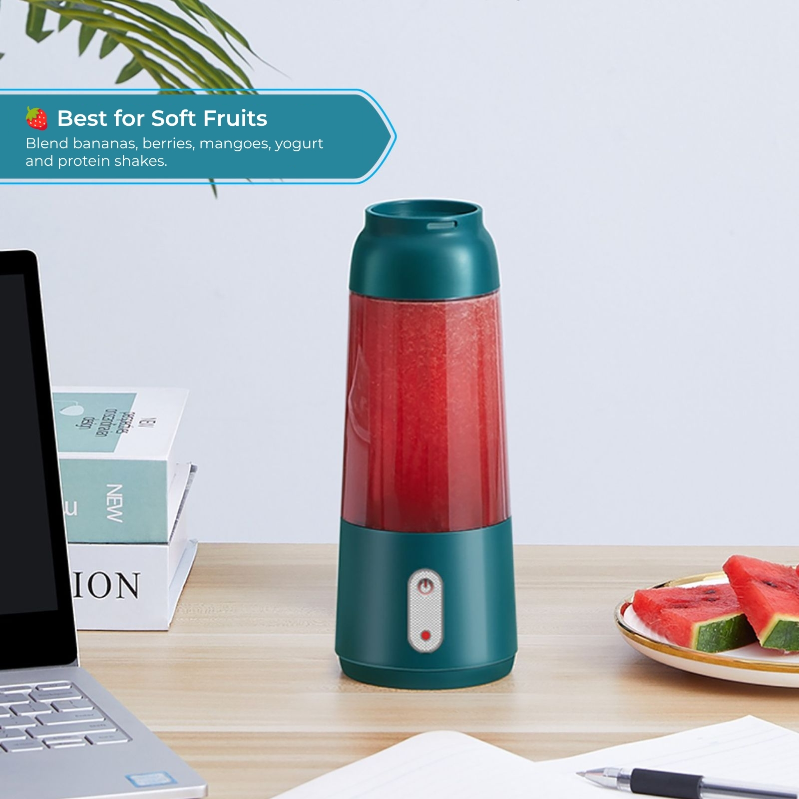 Amark e.Kitchen Cordless USB-Rechargeable Mini Smoothie Blender for Soft Fruits 300ml