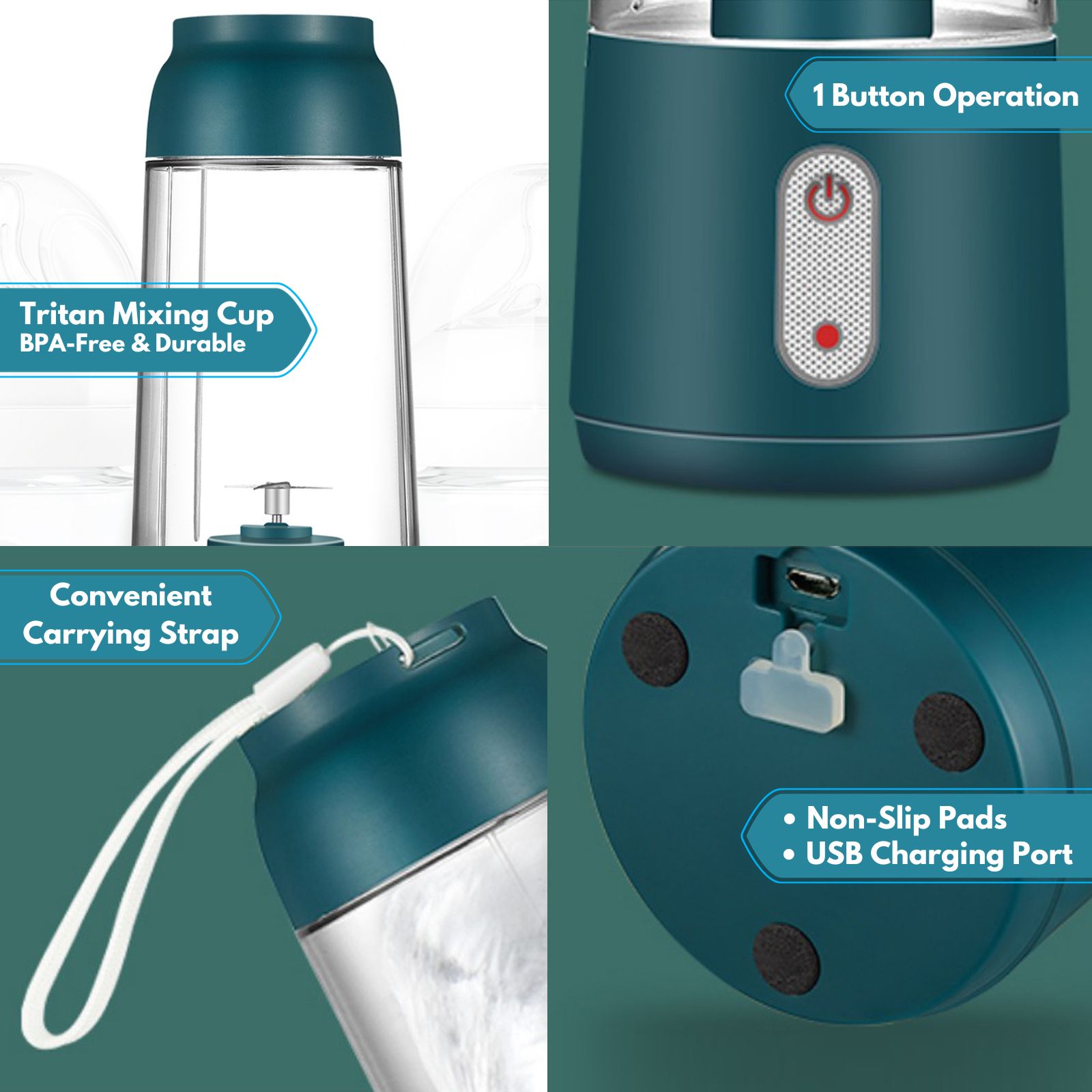 Amark e.Kitchen Cordless USB-Rechargeable Smoothie Blender Juicer 300ml